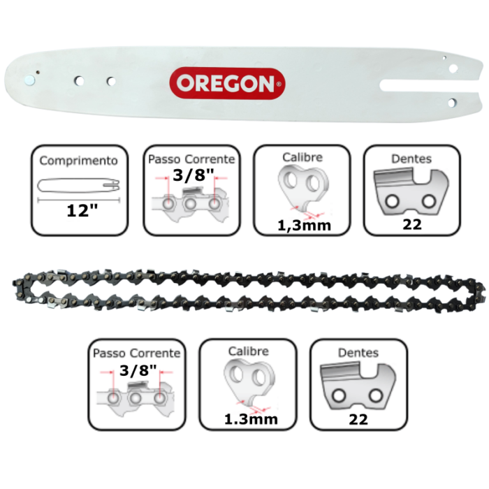 Kit Oregon - Sabre 12" 300mm + Corrente 3/8"